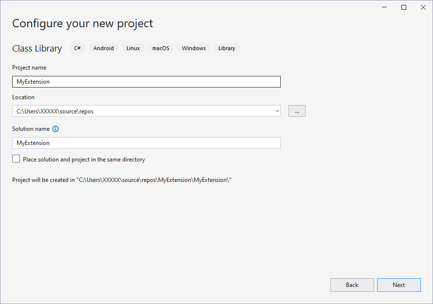 Create a project with Visual Studio