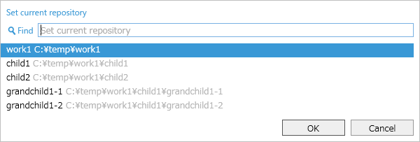 Current Repository Settings Popup