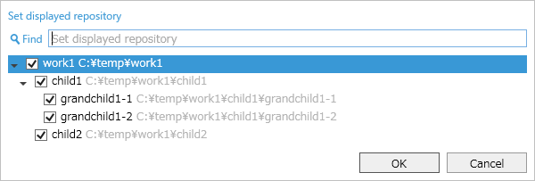 Display Repository Settings Popup