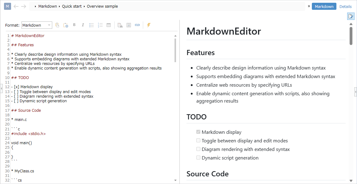Markdown Editor Editing Area
