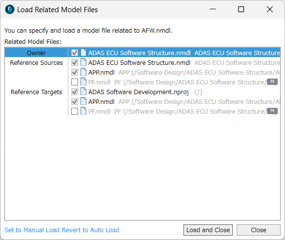 Load Related Model Files Dialog