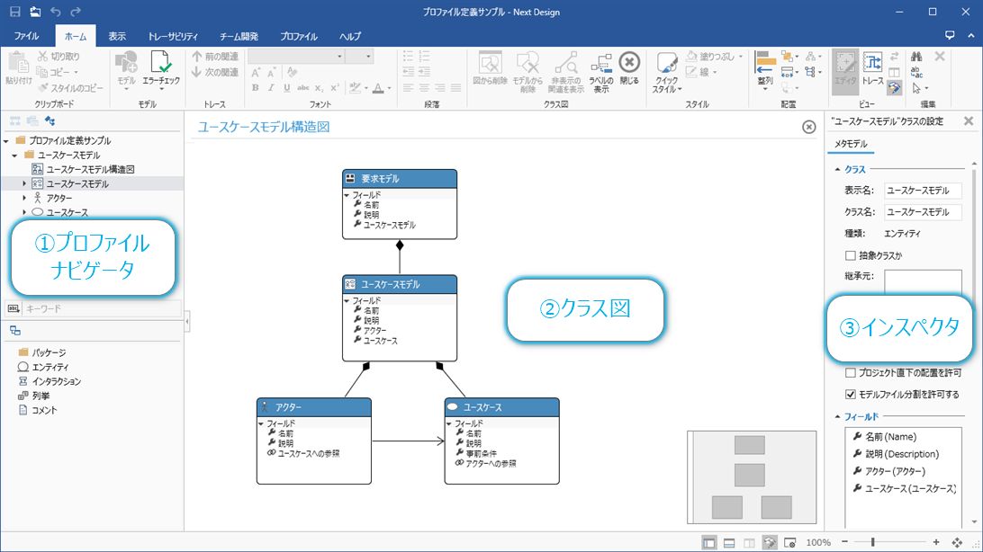 Layout of metamodel editing screen