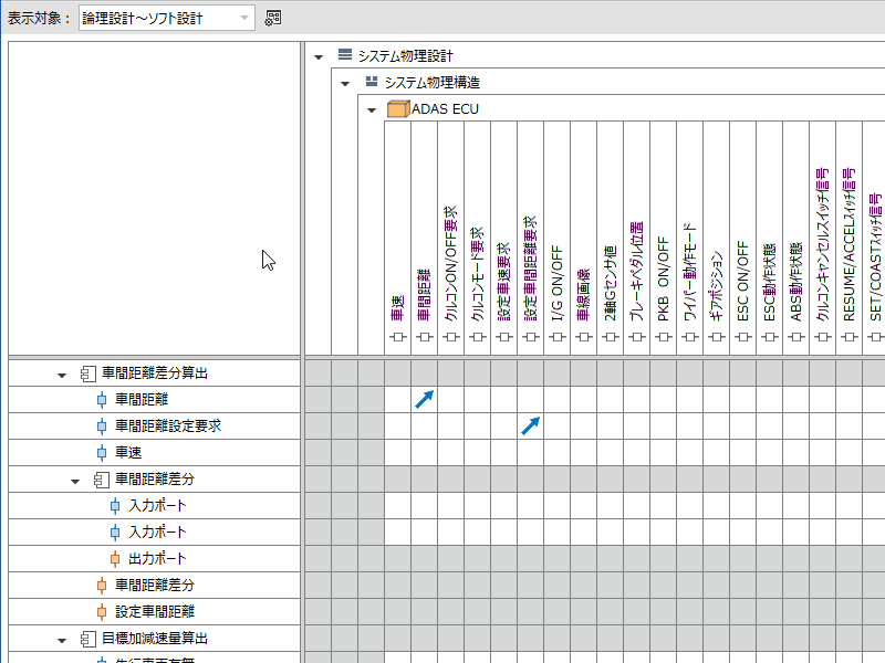 Edit trace information directly in matrix format