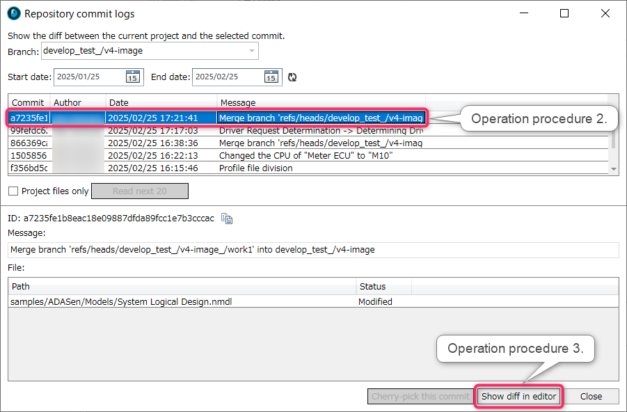 Compare with a previous commit