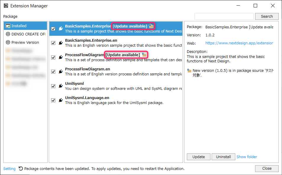 Update extension
