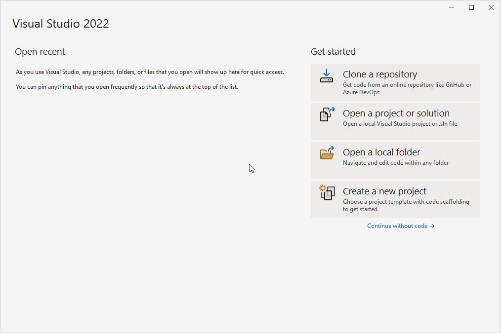 Creating a New Project in VS
